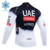 Wielershirt 2025 UAE TEAM EMIRATES Lange Mouw Winter Thermal Fleece Zwart